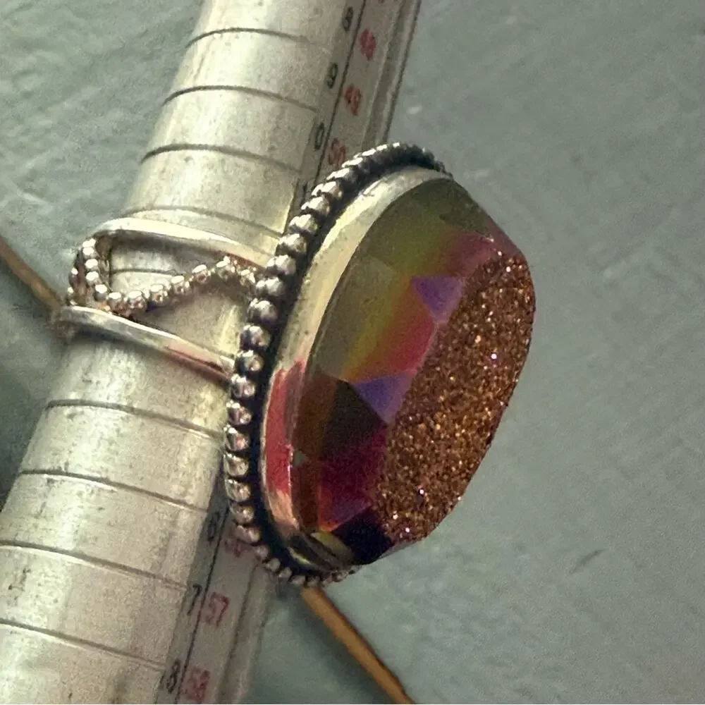Colleen Lopez 925 Sterling Silver Druzy Ring Size 6.5
